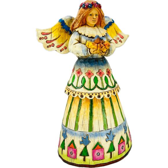Jim Shore ANGEL OF LOVE Figurine Bluebirds Nest Bird Houses 2002 No Box - Picture 1 of 11